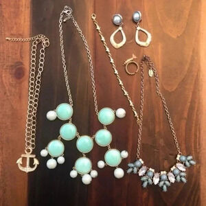 Large Bundle Beach Ocean Teal Jewelry Necklace, Earrings, Bracelet, Earrings
